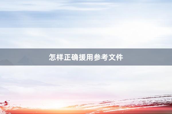 怎样正确援用参考文件